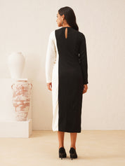 Beatnik Black & White Sheath Midi Dress