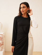 Beatnik Black & White Sheath Midi Dress