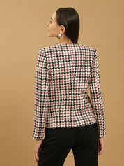 Beatnik Front Open Regular Checkered Womens Blazers