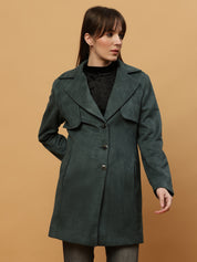 Beatnik Shawl Collar Full Sleeve Front Open Dark Green Blazer