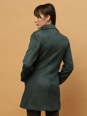 Beatnik Shawl Collar Full Sleeve Front Open Dark Green Blazer