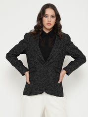 Beatnik Front Open Regular Shawl Collar Womens Black Blazers