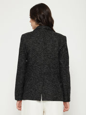 Beatnik Front Open Regular Shawl Collar Womens Black Blazers