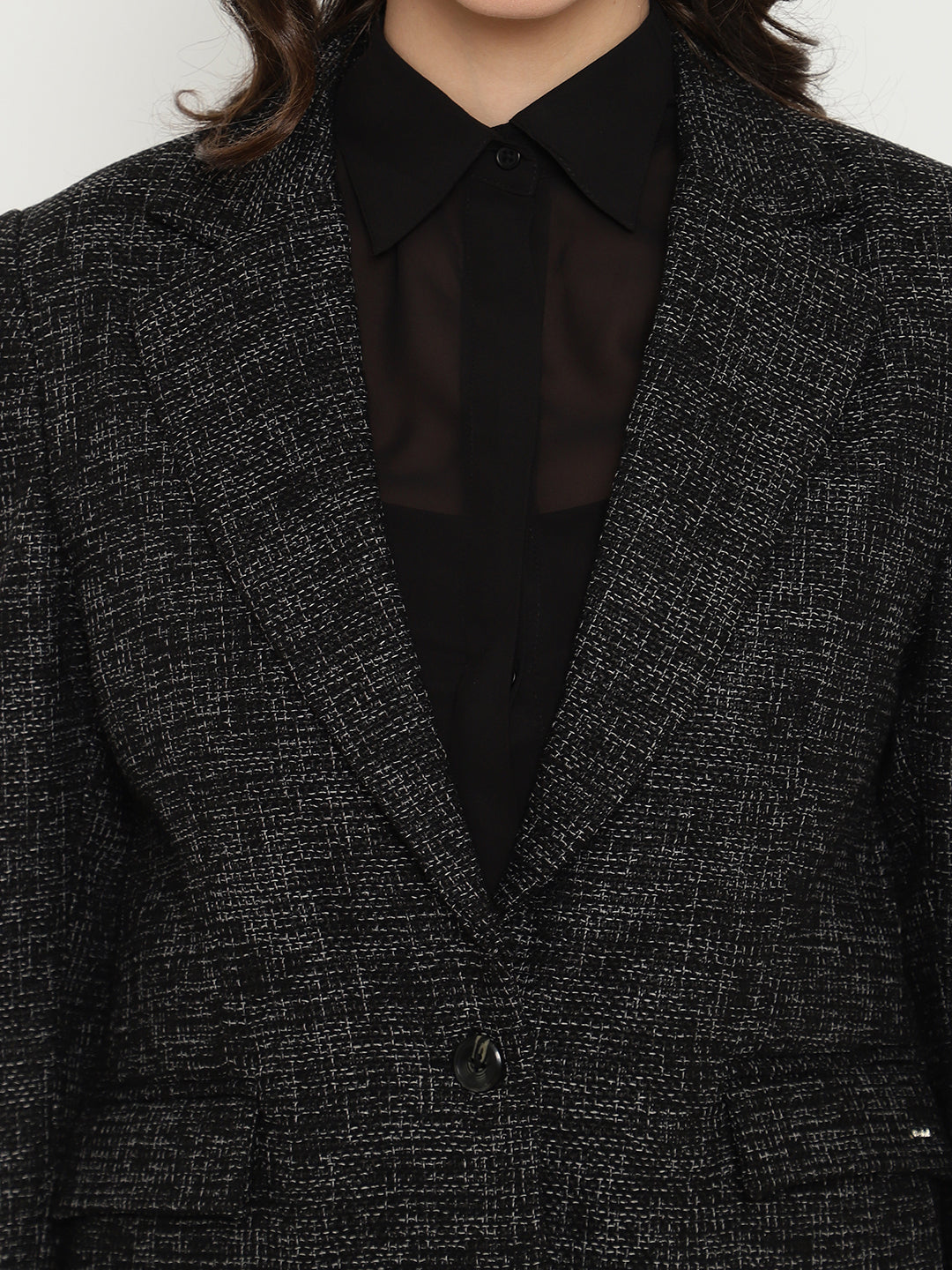 Beatnik Front Open Regular Shawl Collar Womens Black Blazers