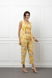 Beatnik Yellow Printed 3 Piece Coord Set