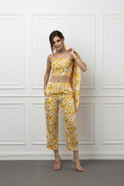 Beatnik Yellow Printed 3 Piece Coord Set