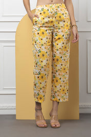 Beatnik Yellow Printed 3 Piece Coord Set