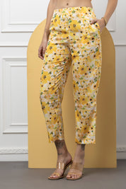 Beatnik Yellow Printed 3 Piece Coord Set