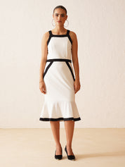 Black and White Color Block Bodycon Dress in Maserati Fabric