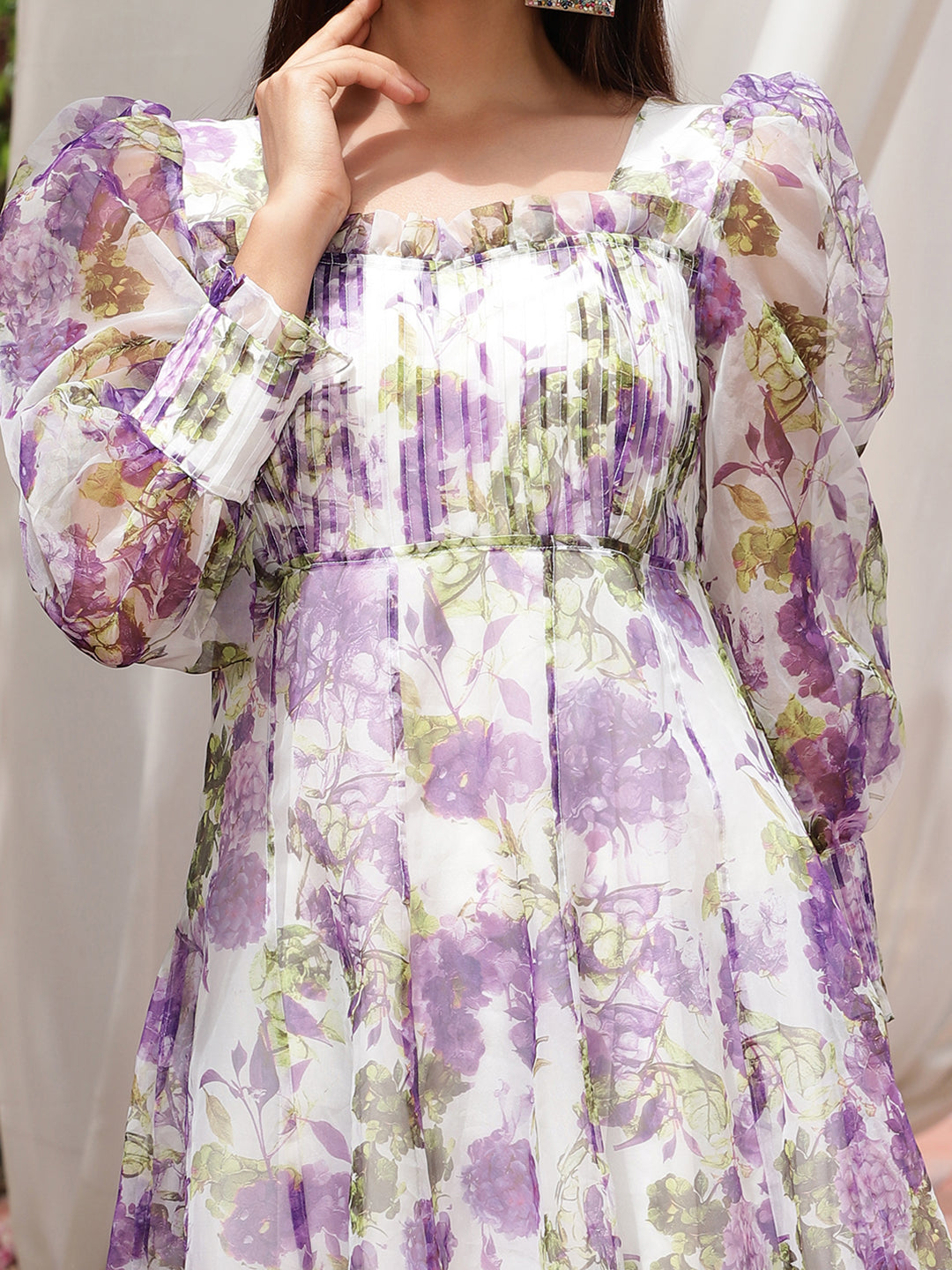 Beatnik Puff Sleeve Purple Ball Gown Dresses