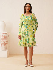 Beatnik Green Empire Womens Dresses