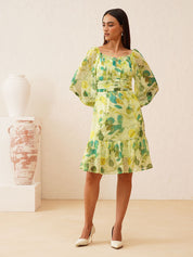 Beatnik Green Empire Womens Dresses