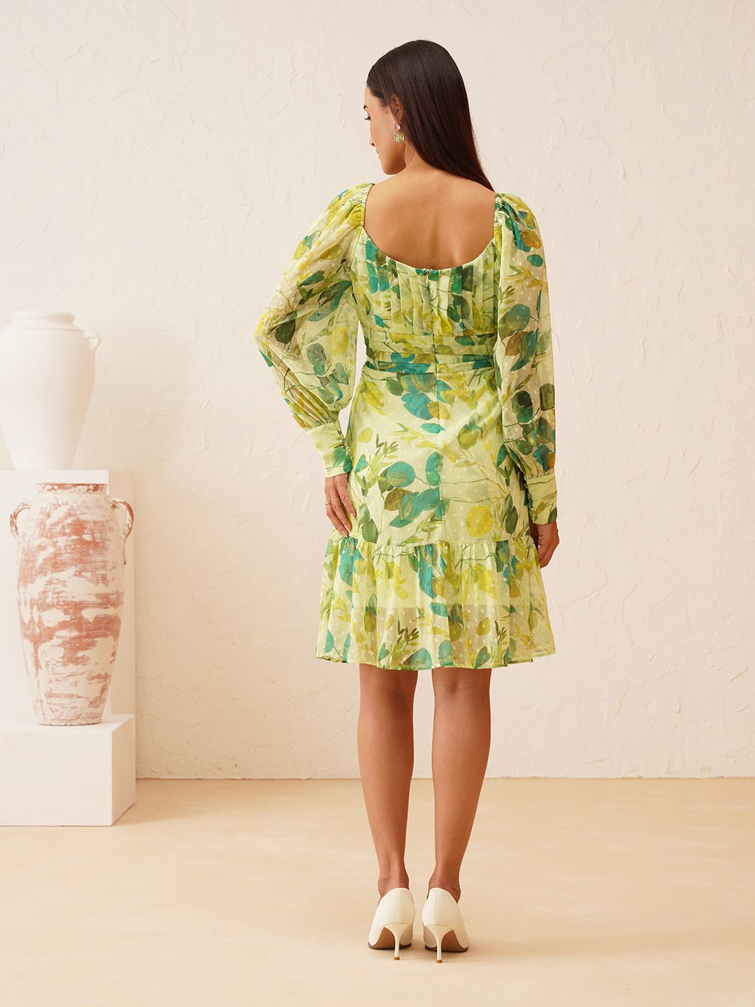 Beatnik Green Empire Womens Dresses