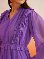 Elegance Purple Blouson Womens Dresses