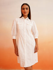 Beatnik White Shirt Schiffli Womens Dresses