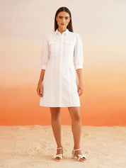 Beatnik White Shirt Schiffli Womens Dresses