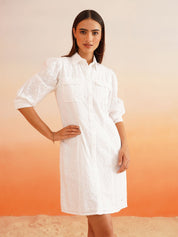 Beatnik White Shirt Schiffli Womens Dresses