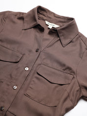 Beatnik Mini Shirt Saddle Brown Dress with Pockets