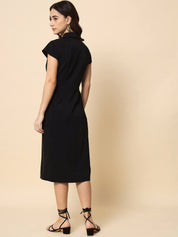 Beatnik Wrap Midi Solid Womens Dresses