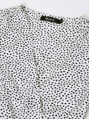 Beatnik Polka Dot Chic V-neck Mid-Length White Dress