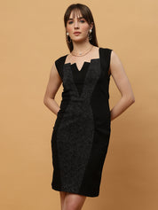 Beatnik Formal Wear V-neck Sleeveless Black Bodycon Dress