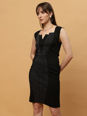 Beatnik Formal Wear V-neck Sleeveless Black Bodycon Dress