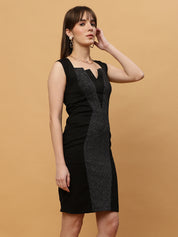 Beatnik Formal Wear V-neck Sleeveless Black Bodycon Dress