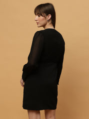 Beatnik V-neck Bishop Sleeves Dres