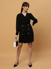 Beatnik V-neck Bishop Sleeves Dres