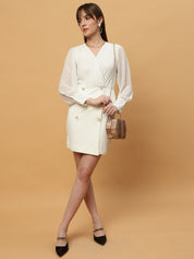 Beatnik V-neck Bishop Sleeves Dres