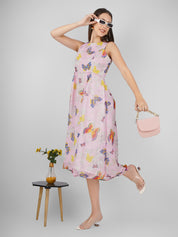 Chic Fit n Flare Chiffon with Figure Print Women Midi Dress