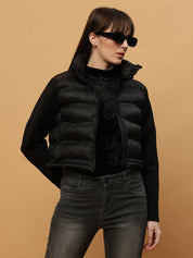 Beatnik Casual Wear Hooded Sleeve Puffer Crop Jacket