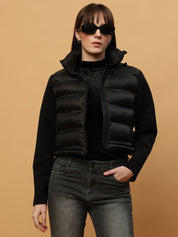 Beatnik Casual Wear Hooded Sleeve Puffer Crop Jacket