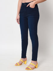 Beatnik Dark Blue Ankle Length Slim Fit Womens Jeans