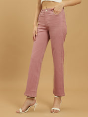 Beatnik Pink Ankle Length Slim Fit Womens Jeans