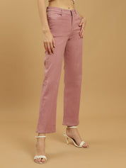 Beatnik Pink Ankle Length Slim Fit Womens Jeans