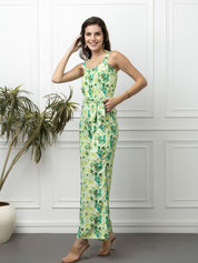 Beatnik Green Casual Wear Wide Leg Sleeveless Jumpsuit