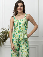 Beatnik Green Casual Wear Wide Leg Sleeveless Jumpsuit