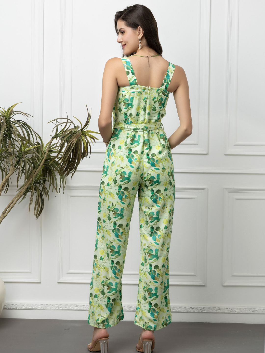 Beatnik Green Casual Wear Wide Leg Sleeveless Jumpsuit