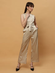 Champagne Party Wear Wide Leg Jumpsuit