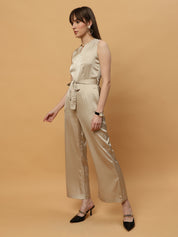 Champagne Party Wear Wide Leg Jumpsuit