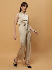 Champagne Party Wear Wide Leg Jumpsuit