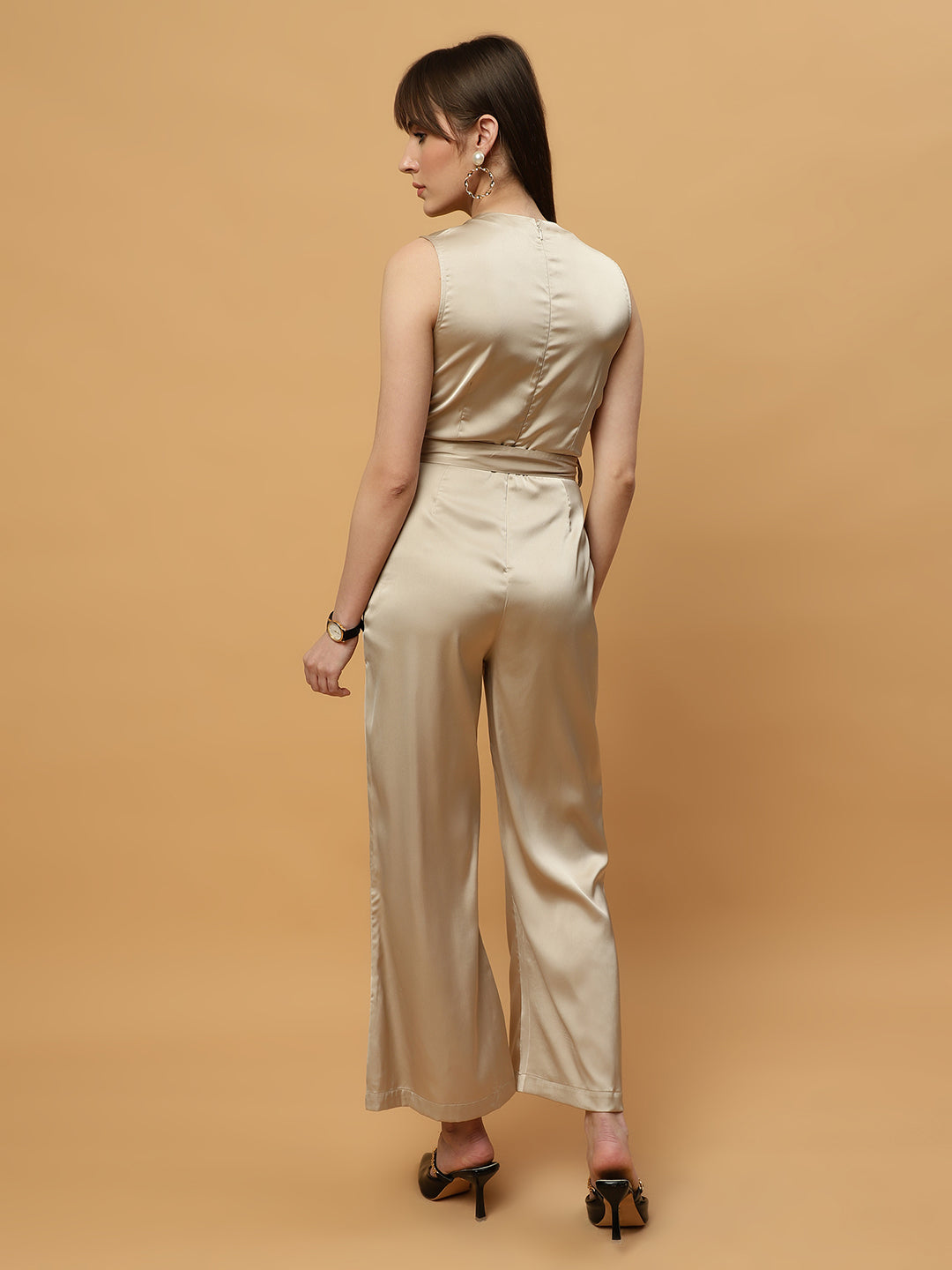 Champagne Party Wear Wide Leg Jumpsuit