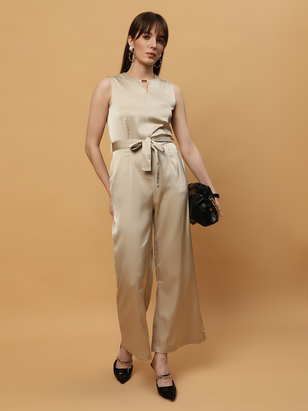 Champagne Party Wear Wide Leg Jumpsuit