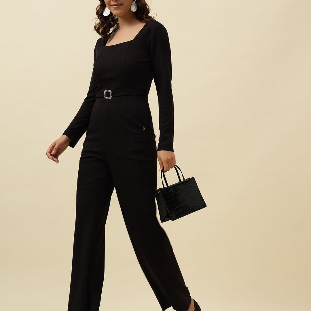 Straight Black Womens Jumpsuits Beatnik