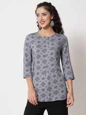 Beatnik Round Neck Slate Grey Women Tunic