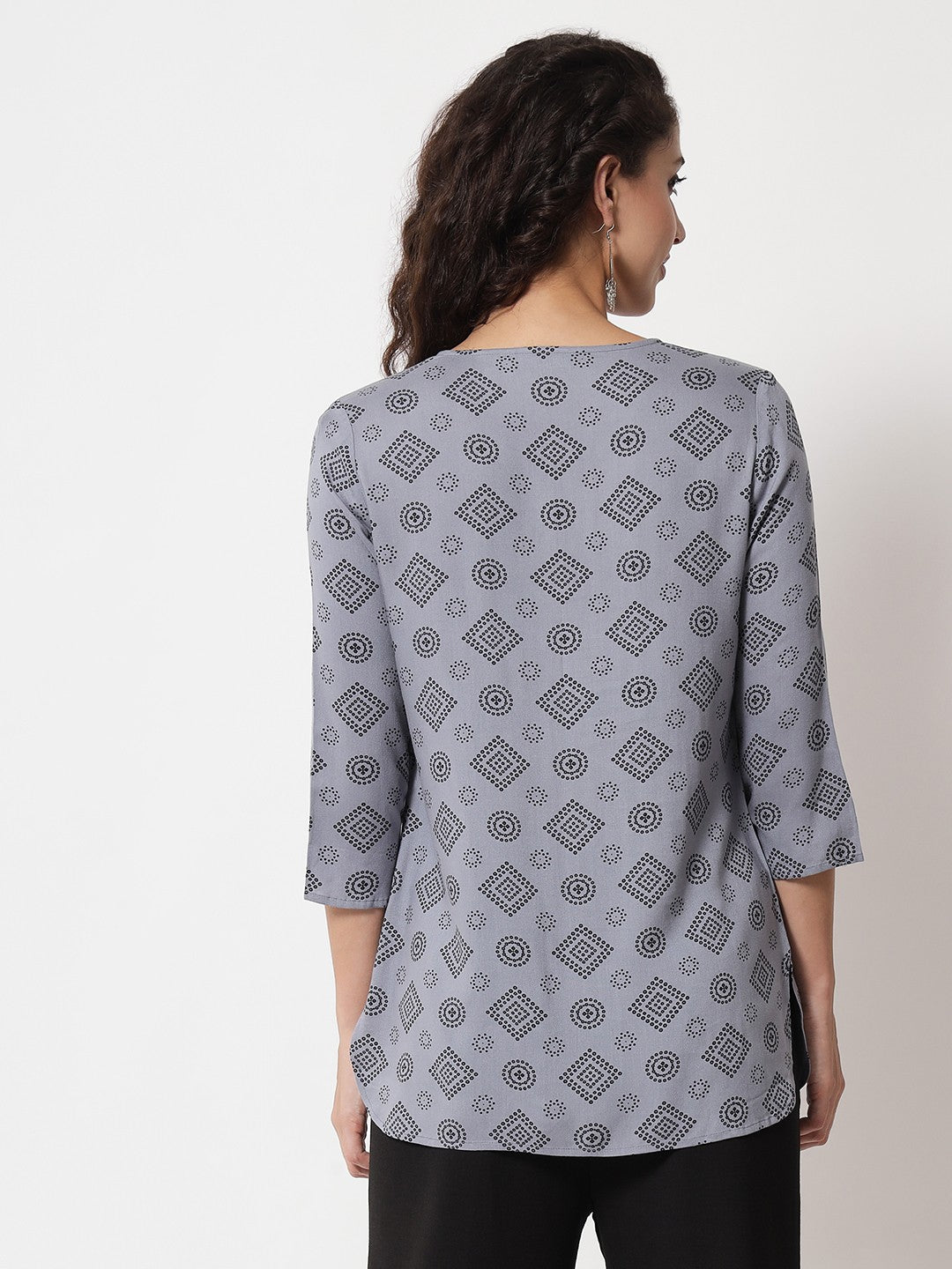 Beatnik Round Neck Slate Grey Women Tunic Beatnik India