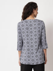 Beatnik Round Neck Slate Grey Women Tunic