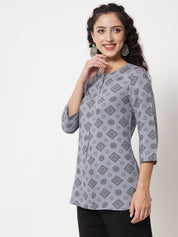 Beatnik Round Neck Slate Grey Women Tunic Beatnik India