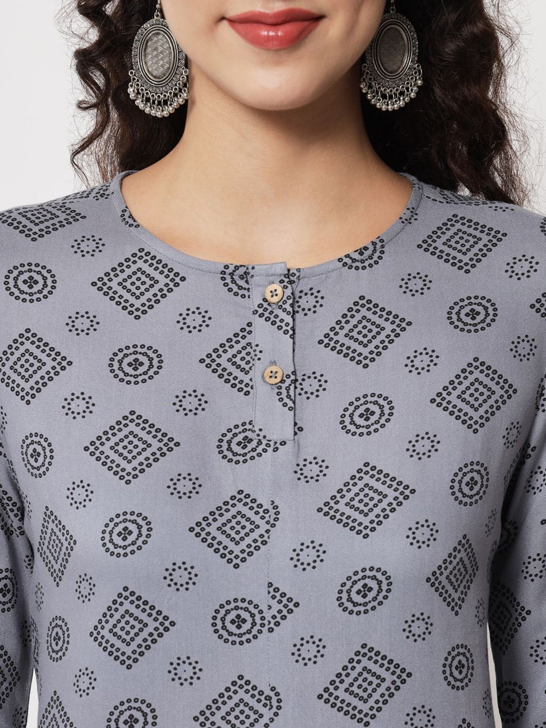 Beatnik Round Neck Slate Grey Women Tunic